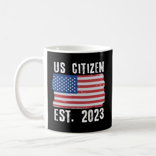 US Citizen Est 2023 Medborgarskap nytt USA-medborg Kaffemugg (Vänster)