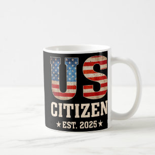 US Citizen Est 2025 US Flagga New Citizen Americ Kaffemugg