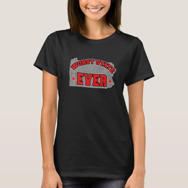 US Citizen Proud America Land Karta Worst State Pe T Shirt (Framsida)
