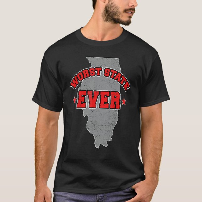 US Citizen Proud America Land Map Worst State Illi T Shirt (Framsida)