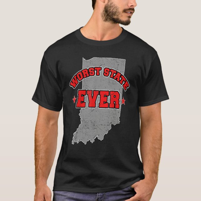 US Citizen Proud America Land Map Worst State Indi T Shirt (Framsida)