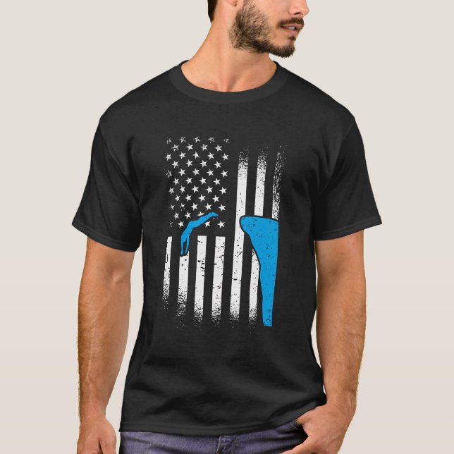 US Cliff Diver US Flagga Cliff Diving T Shirt (Framsida)