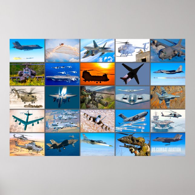 US COMBAT AVIATION "MONTAGE" POSTER (Framsidan)
