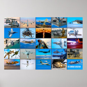 US COMBAT AVIATION "MONTAGE" POSTER
