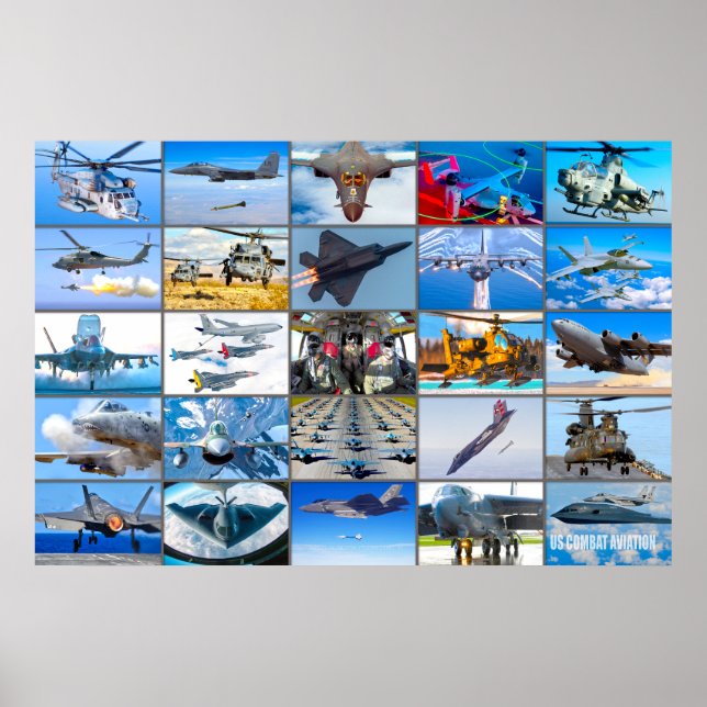 US COMBAT AVIATION "MONTAGE" POSTER (Framsidan)