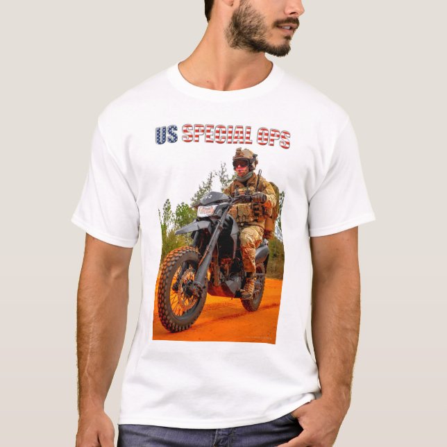 US COMBAT SQUAD - US Speciell Ops-motorcykel T Shirt (Framsida)