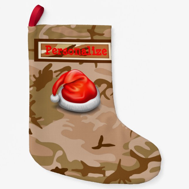 US Desert Sand Camo-julklapp w/Santa Hat Liten Julstrumpa (Framsidan)