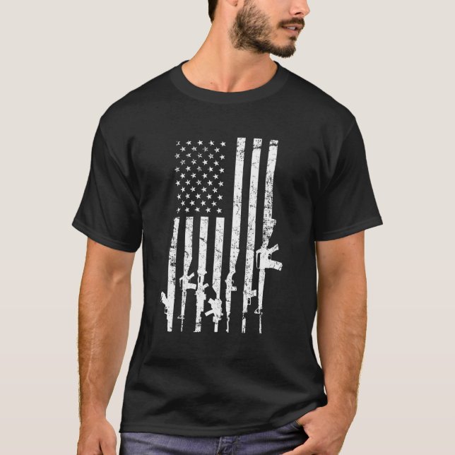 US Distress Flagga Guns Pro Gun 2:e ändringen om T Shirt (Framsida)