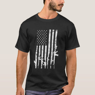 US Distress Flagga Guns Pro Gun 2n Adt on Back T Shirt