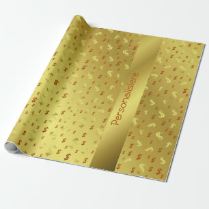 US-dollar, Guld, löv, löv, mönster, modern, Wrappi Presentpapper