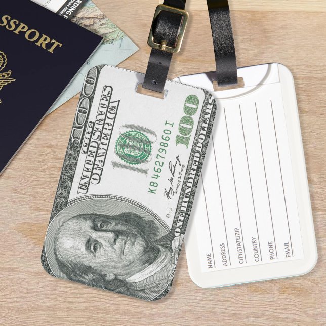 US Dollar Money World Currency America Franklin Bagagebricka (Skapare uppladdad)