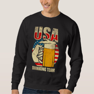 US Drinking Team Beer Party Vintage USA flagga Lång Ärmad Tröja