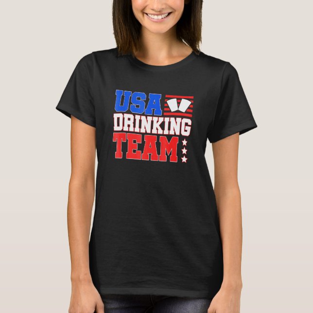 US Drinking Team Drinking Beer T Shirt (Framsida)