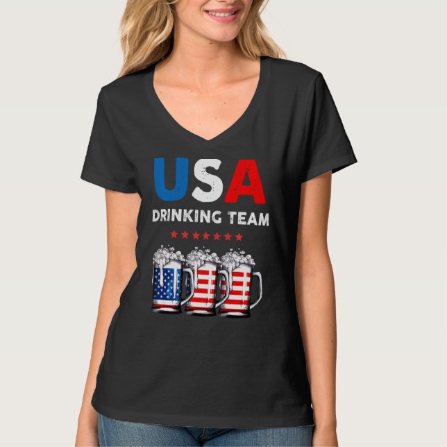 US Drinking Team för att rotera öl Älskare T Shirt (Framsida)