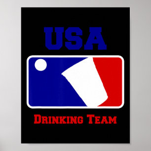 US Drinking Team Funny Party Beer Pong Game Poster