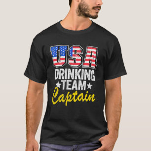 US Drinking Team Kapten American Flagga 4:e Jul T Shirt