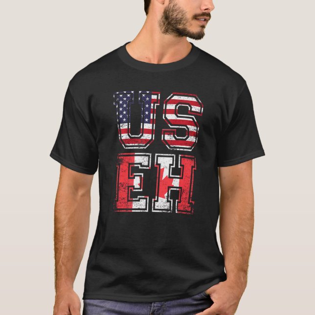 US Eh American Canadian Memote Quote T Shirt (Framsida)
