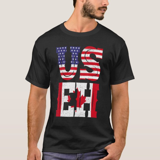 US Eh American Canadian Memote Quote T Shirt (Framsida)