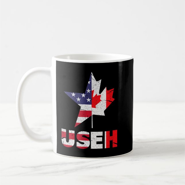 US EH Funny Canada American Flagga Kaffemugg (Vänster)