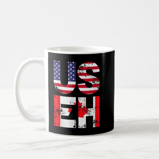US EH Funny Canada American Flagga Kaffemugg (Vänster)