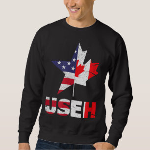 US EH Funny Canada American Flagga Lång Ärmad Tröja