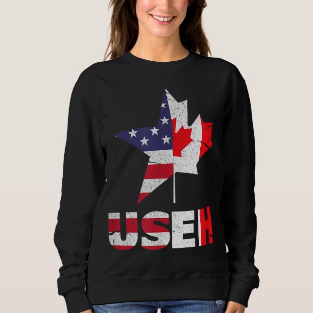US EH Funny Canada American Flagga T Shirt (Framsida)
