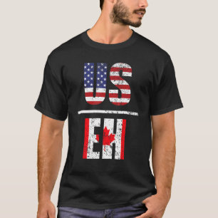 US EH US&EH USA flagga och Canadian Flagga Kanada  T Shirt
