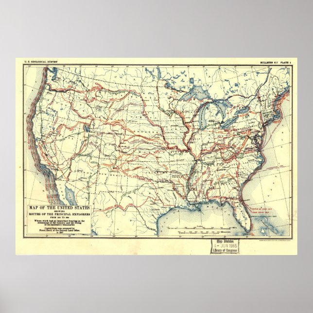 US Exploration Routes Poster (Framsidan)
