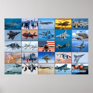 US FIGHTER AIRCRAFT ’MONTAGE’ POSTER