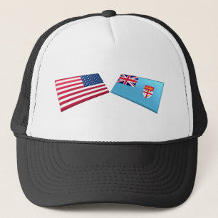 Us- & Fiji flaggor Truckerkeps