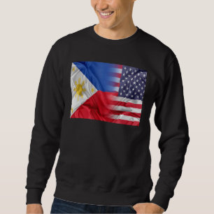 US Filippinerna Flagga For Filipino American Roots Lång Ärmad Tröja