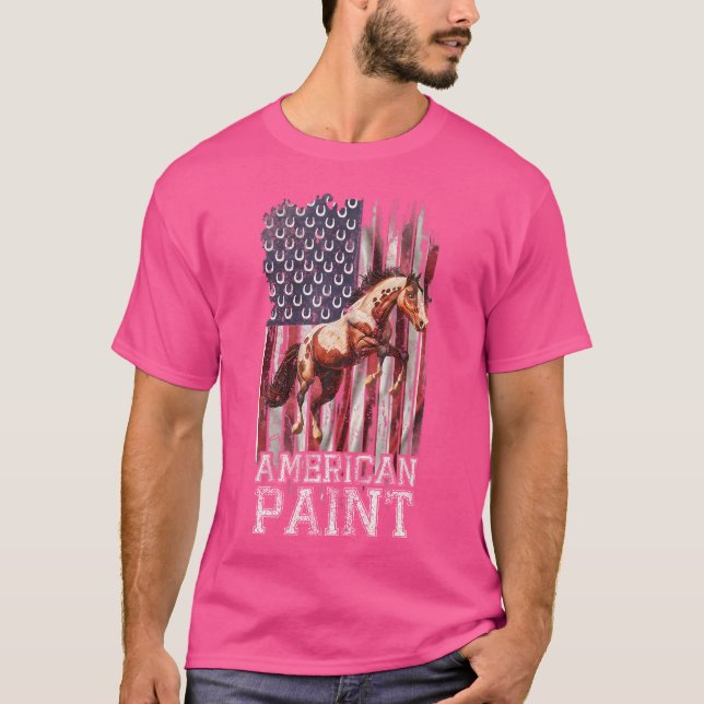 Us Flag American Paint Horse Lover Horseback Ridin T Shirt (Framsida)