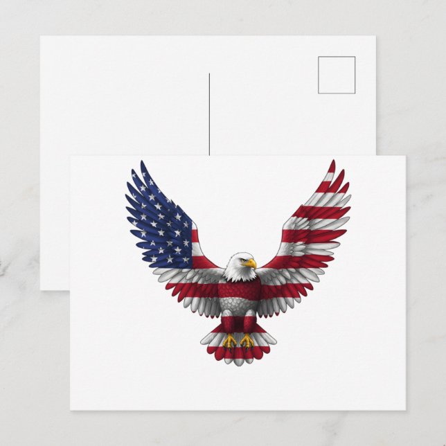 US Flag Bald Eagle 4 juli Vykort (Fram/baksida)