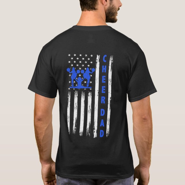 US Flag Cheer Dad Cheerleading Cheer leader T Shirt (Baksida)