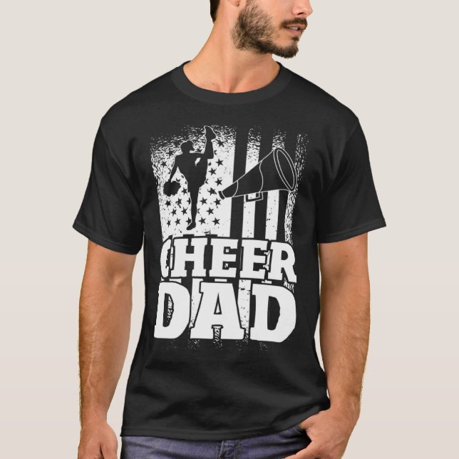 US Flag Cheerleading Father Cheer Dad T Shirt (Framsida)