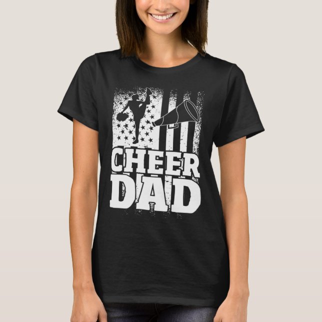 US Flag Cheerleading Father Cheer Dad T Shirt (Framsida)
