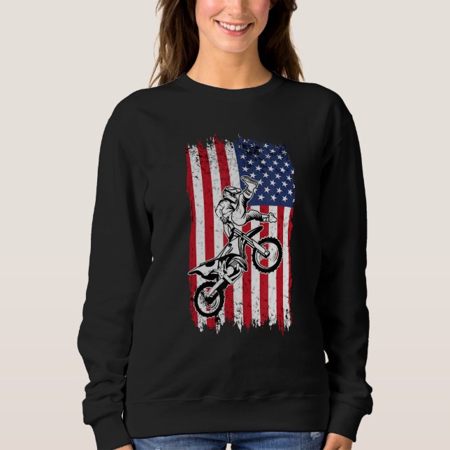 US Flag Dirt Bike Fly Shirt  Motocross US Dirt Bik T Shirt (Framsida)