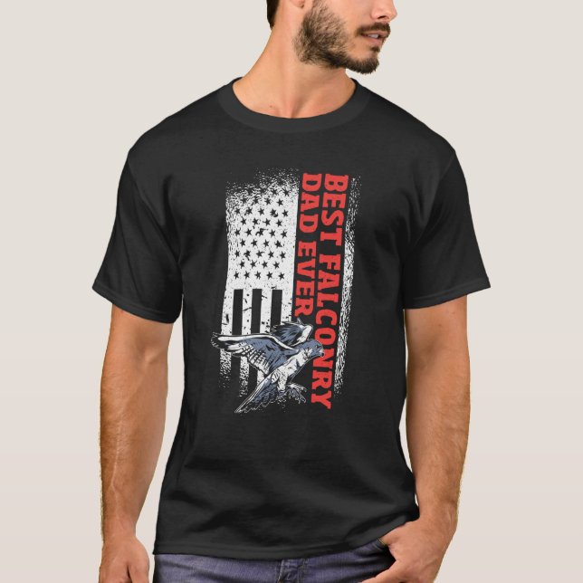 US Flag Falconry Dad T Shirt (Framsida)