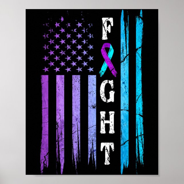 Us Flag Förebyggande Medvetenhet Kampanja Lila Poster (Framsidan)