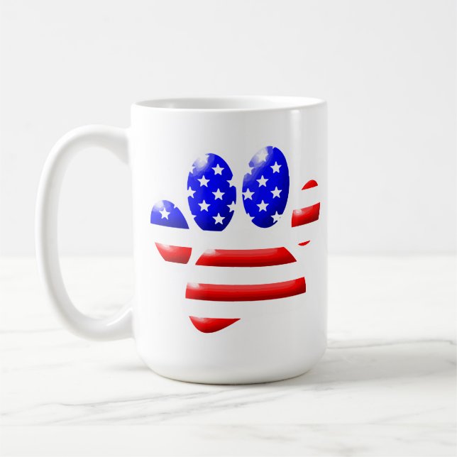 US Flag Hund Tåavtryck Kaffemugg (Vänster)