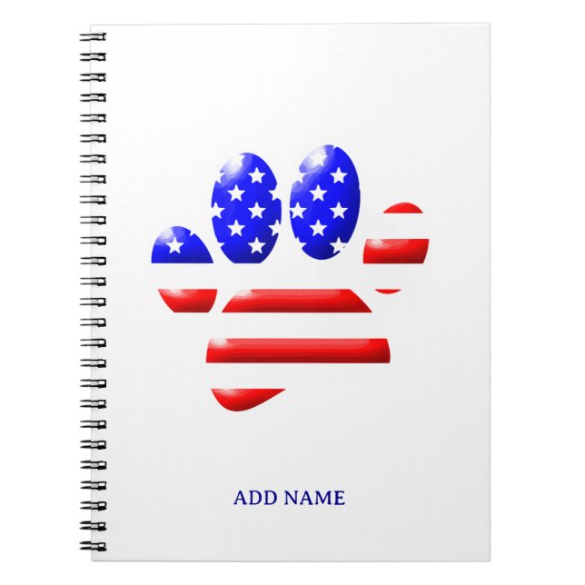 US Flag Hund Tassavtryck Anteckningsbok (Framsidan)