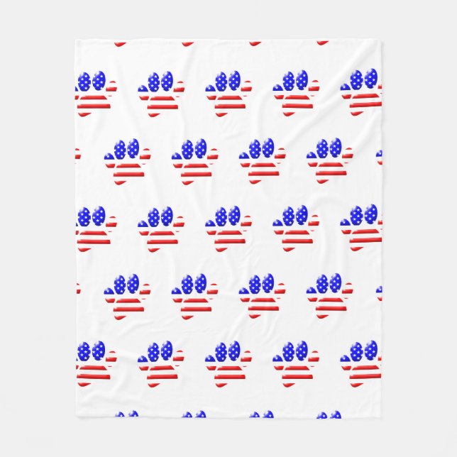US Flag Hund Tassavtryck Fleecefilt (Framsidan)