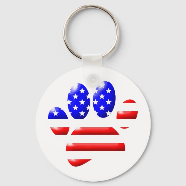 US Flag Hund Tassavtryck Nyckelring (Framsida)