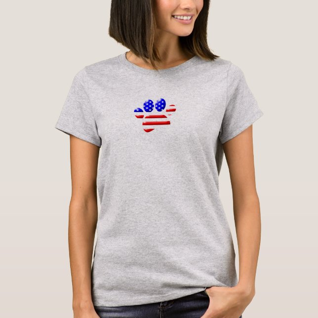 US Flag Hund Tassavtryck T Shirt (Framsida)