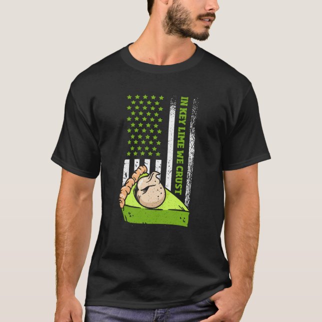Us Flag In Key Lime We Crust T Shirt (Framsida)