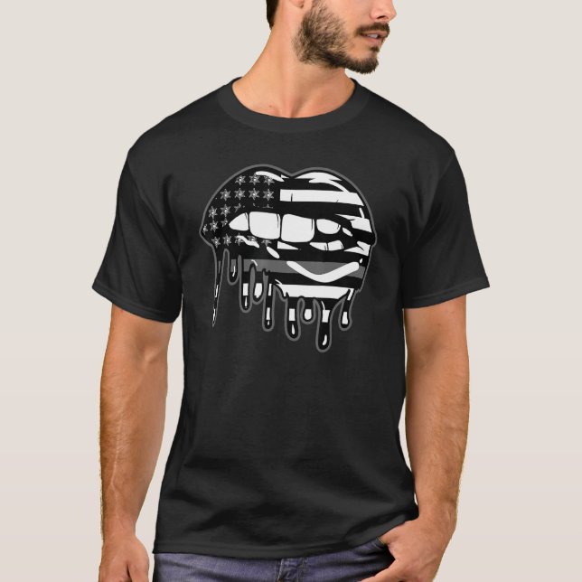 US Flag Lips Correctional Officer Patriotic First  T Shirt (Framsida)