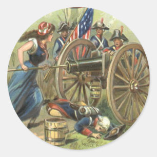 US Flag Molly Pitcher Kanon Runt Klistermärke