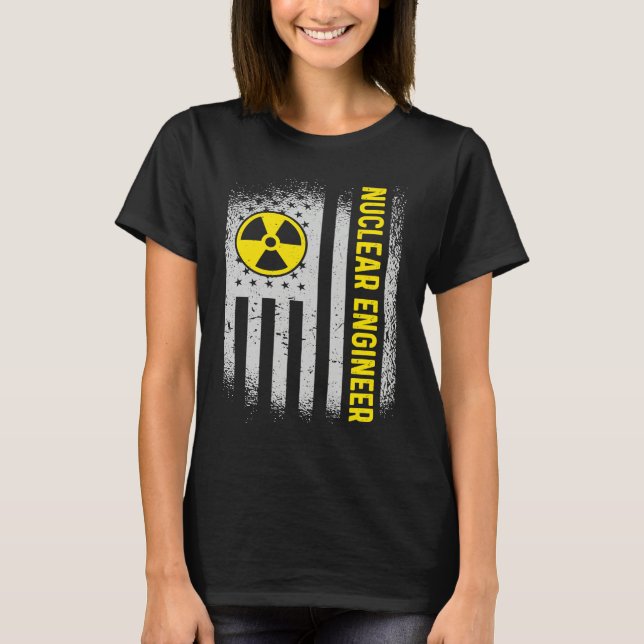 US Flag Nuclear Engineer T Shirt (Framsida)