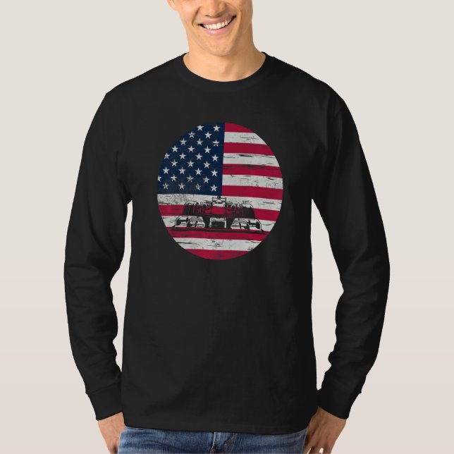 US Flag Patriot Formula Racing Lovers Car Fan Prem T Shirt (Framsida)
