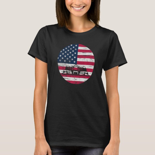 US Flag Patriot Formula Racing Lovers Car Fan Prem T Shirt (Framsida)